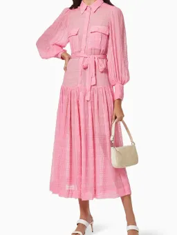 Alemais Antonella Silk Embroidered Shirt Maxi Dress Pink Size 10 AU for rent on The Volte - image 6