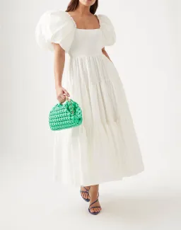 Aje Casa Puff Sleeve Midi Dress Ivory Size 16 for rent on The Volte - image 1