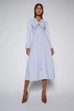Scanlan Theodore Crepe Knit Keyhole Dress Lilac Size AU 8 for rent on The Volte - image 1