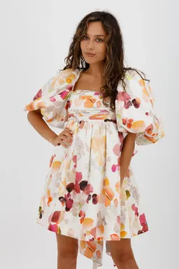 AJE Dassia Puff Sleeve Mini Dress Floral Print Size 10 for rent on The Volte - image 3