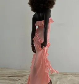 House of CB Sarina Ruffle Maxi Dress in Apricot Size 8 for rent on The Volte - image 2