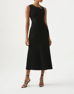 Aje Crescent Knit Midi Dress Black Size 10 / M for rent on The Volte - image 1