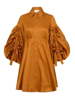 Aje Utopia Drawstring Mini Dress Chestnut Brown Size 8 / S for rent on The Volte - image 4