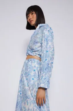 Scanlan Theodore Aztec Paisley Crop Shirt and Skirt Set Blue Size 6/8 for rent on The Volte - image 2