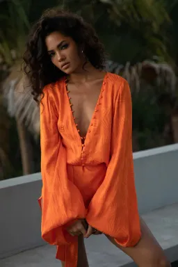 Rat & Boa Harlequin Dress Orange Size AU 6 for rent on The Volte - image 2