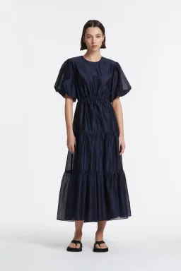 Sir the Label Franc Open Back Navy Midi Dress Size 2/AU 10 for rent on The Volte - image 1