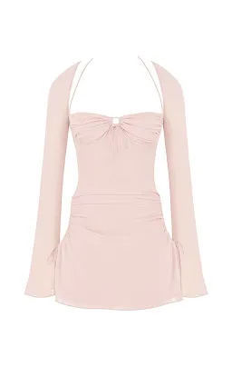 House of CB Baby Chiffon Cutout Halter Mini Dress Pink Quartz Size XS/AU 6 for rent on The Volte - image 6
