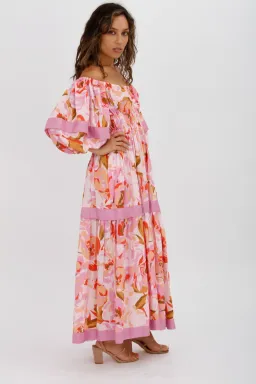 Acler Wayland Short Sleeve Printed Midi Dress Pink Floral Size 8 for rent on The Volte - image 10