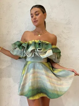 Acler Cumberland Mini Dress Green Size AU 10 for rent on The Volte - image 2