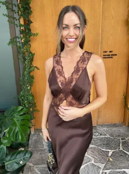 Sir the Label Aries Cut Out Gown Chocolate Size 8 for rent on The Volte - image 1