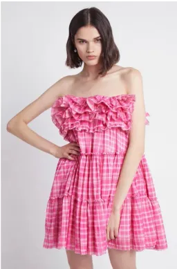 Aje Bungalow Tiered Mini Dress Pink Size 10 for rent on The Volte - image 1