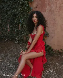 House Of Cb Ariela Red Ruffle Backless Dress Cherry In Size S/Au 8 for rent on The Volte - image 7