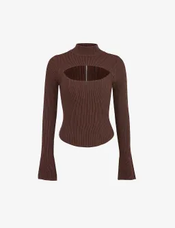 House Of Cb Georgina Cut-out Stretch-knit Top Brown Size XS / AU 6 for rent on The Volte - image 5