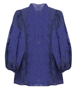 Zimmermann Brightside Knot Blouse Blue Size 0/ AU 8 for rent on The Volte - image 4