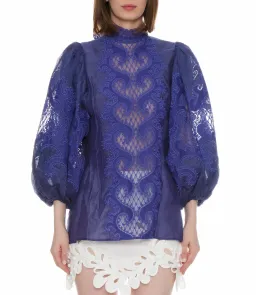 Zimmermann Brightside Knot Blouse Blue Size 0/ AU 8 for rent on The Volte - image 2