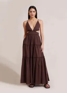 Bec & Bridge Carla V Maxi Dress Brown Size 6  for rent on The Volte - image 1