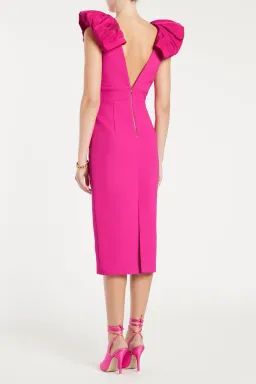 Rebecca Vallance Cupid's Bow Midi Dress Pink Size 8  for rent on The Volte - image 2