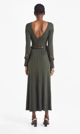 Dion Lee Radiance Rib Braid LS Dress Olive Size 8 for rent on The Volte - image 2
