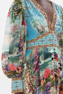 Camilla Mickey Takes A Trip Shaped Waistband Maxi Dress With Gathered Sleeves Size XL / AU 16 for rent on The Volte - image 1