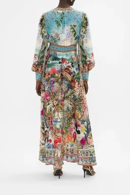 Camilla Mickey Takes A Trip Shaped Waistband Maxi Dress With Gathered Sleeves Size XL / AU 16 for rent on The Volte - image 3