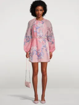 Zimmermann Postcard Mini Dress Swirl Floral Coral Size 1/Au 10 for rent on The Volte - image 1