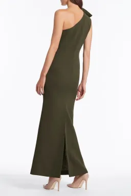 Carla Zampatti Olive Diana Asymmetric Gown Size 6  for rent on The Volte - image 2