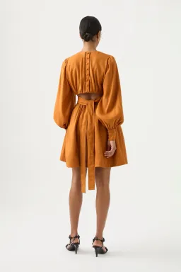 Aje Spectral V-Neck Mini Dress Chestnut Brown Size 10  for rent on The Volte - image 3