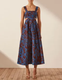 Shona Joy Catia Cut Out Midi Dress Catia Print  Size 12 for rent on The Volte - image 1