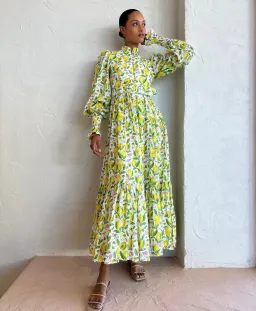Palm Noosa Royal Flush Dress Lemon Print Size AU 6 for rent on The Volte - image 2