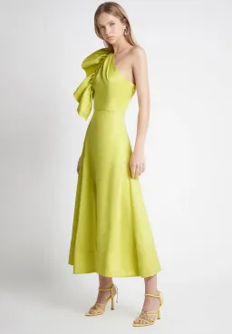 Aje Bonjour Asymmetric Midi Dress Lime Green Size 12 for rent on The Volte - image 2