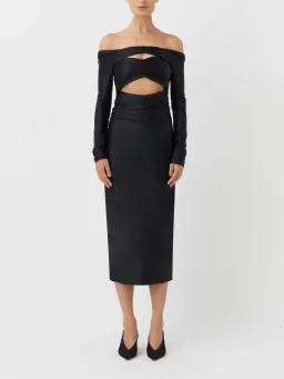 Camilla and Marc Berkley Off Shoulder Midi Dress Black Size 6 for rent on The Volte - image 1