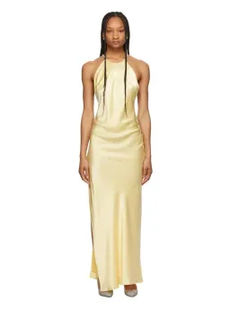 Michael Lo Sordo Hudson Bias Crystalline Maxi Dress Pale Yellow Size 8  for rent on The Volte - image 2