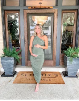 Norma Kamali Diana Gown in Celadon Green Size L for rent on The Volte - image 3