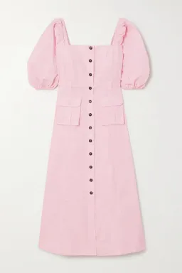 Ganni Cotton-blend Ripstop Midi Dress Pink Size 10  for rent on The Volte - image 2