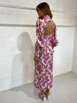 Alemais Isla Midi Dress in Magenta Size 10 for rent on The Volte - image 9