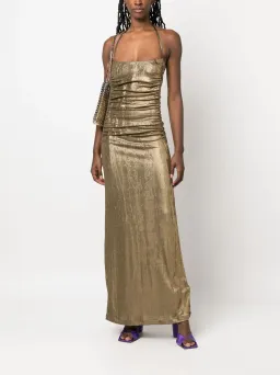 Diesel Metallic Ruched Halterneck Gown Gold Size M / Au 10 for rent on The Volte - image 3