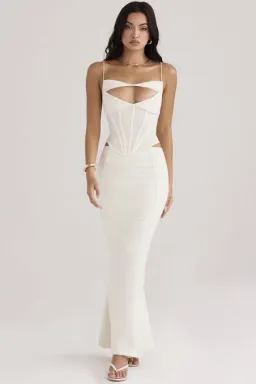 House of CB Paloma Corset Maxi Dress Ivory Size L / Au 12 for rent on The Volte - image 1