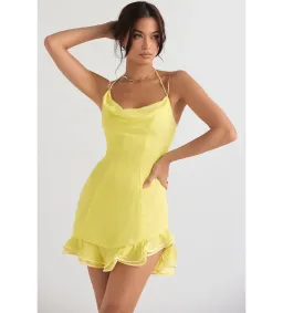House of CB Rossella Ruffle Mini Dress in Yellow Size S / AU 8 for rent on The Volte - image 2