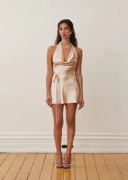 Arcina Ori Daniella Backless Mini Dress Champagne Size Small/Au 8 for rent on The Volte - image 1