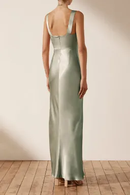 Shona Joy La Lune Bow Tie Maxi Dress in Sage Size 6 for rent on The Volte - image 3