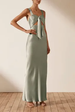 Shona Joy La Lune Bow Tie Maxi Dress in Sage Size 6 for rent on The Volte - image 1