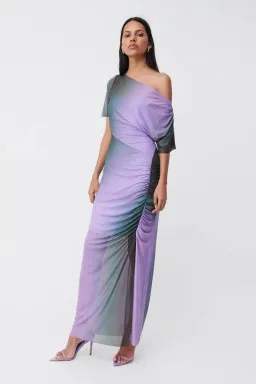 Suboo Olafur Draped Cowl Neck Longline Dress Purple Size L / AU 10 for rent on The Volte - image 2