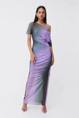 Suboo Olafur Draped Cowl Neck Longline Dress Purple Size L / AU 10 for rent on The Volte - image 1