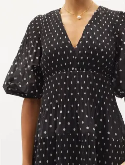 Zimmermann Polka-Dot Voile Puff Sleeve Midi Dress Black and White Size 1 / AU 10 for rent on The Volte - image 4