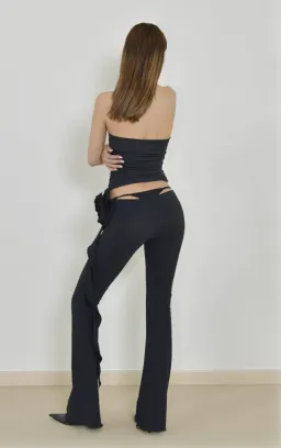 Fanci Club The Rose Tube Top and The Gun Pants Set Black Size S/AU 8 for rent on The Volte - image 3