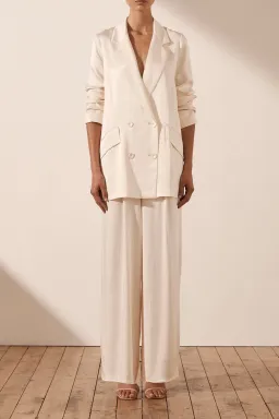 Shona Joy La Lune Double Breasted Blazer Cream Size 8 for rent on The Volte - image 2