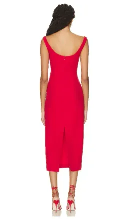 Roland Mouret Off Shoulder Diamante Midi Dress Red Size 12 for rent on The Volte - image 3