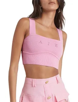 Aje Livadi Lucia Knit Logo Top Pink Size L / Au 12 for rent on The Volte - image 2