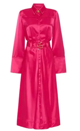 Aje Echo Belted Midi Shirt Dress Hot Pink Size 4 / XXS for rent on The Volte - image 4
