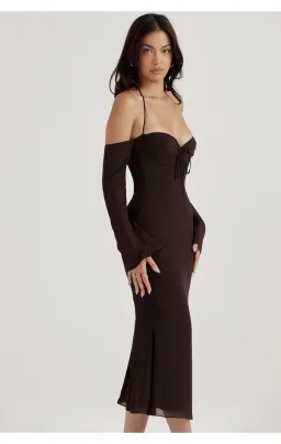 House of CB Naomi Halter Midi Dress Brown Size S / Au 8 for rent on The Volte - image 5